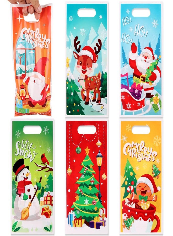 لوفر أكياس هدايا عيد الميلاد من لوفر، 72 قطعة، أكياس بلاستيكية لتوزيع الحلوى والوجبات الخفيفة مع مقبض، مثالية لتوزيعات حفلات عيد الميلاد وتغليف هدايا الحلوى. - Image 1